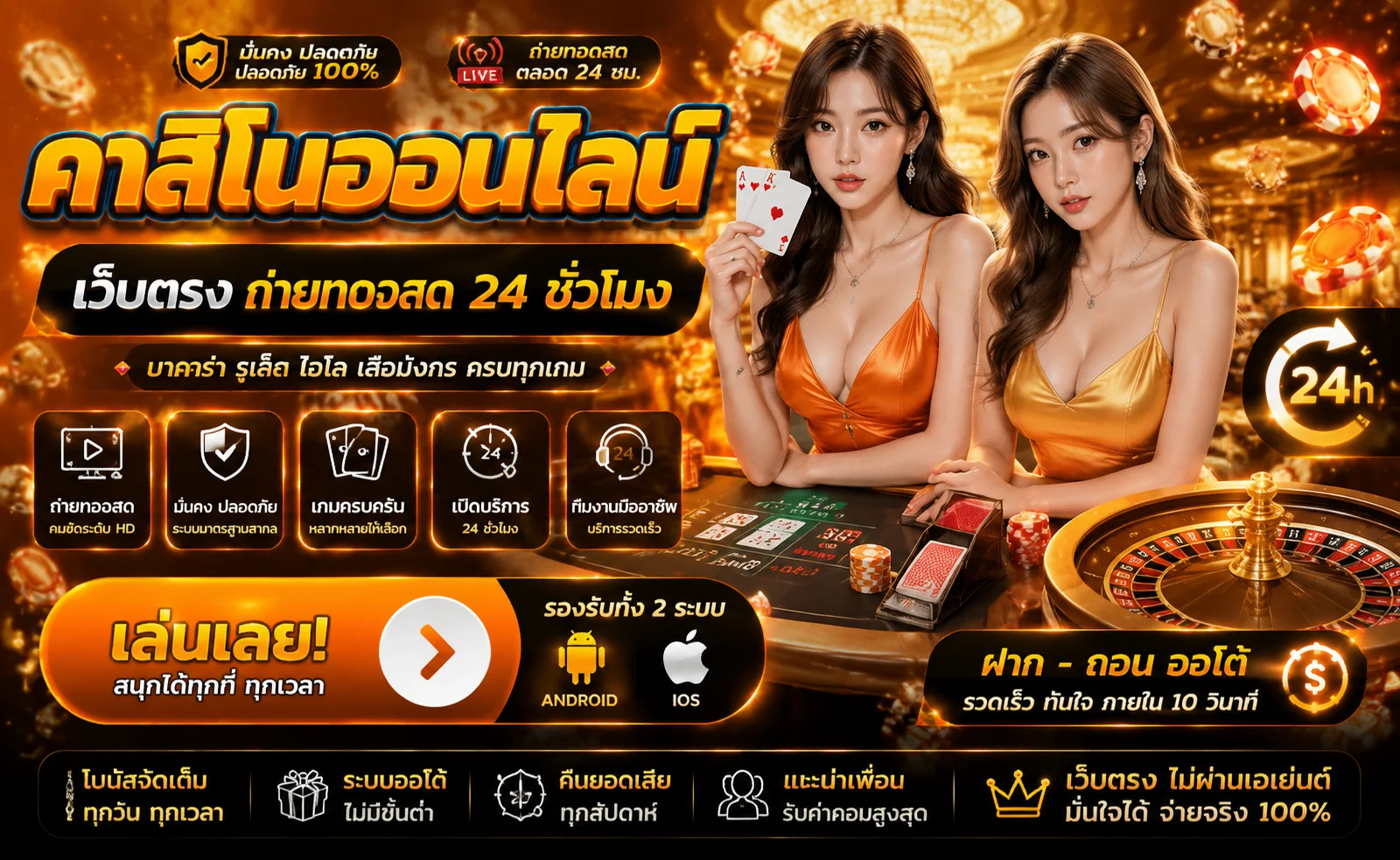 คาสิโนออนไลน์ GLX168 ถ่ายทอดสดโต๊ะบาคาร่าและรูเล็ต